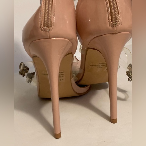 Lemonade Rhinestone Butterfly Stiletto Tall High Heel Clear Strap Square Toe 8.5 - Picture 13 of 16